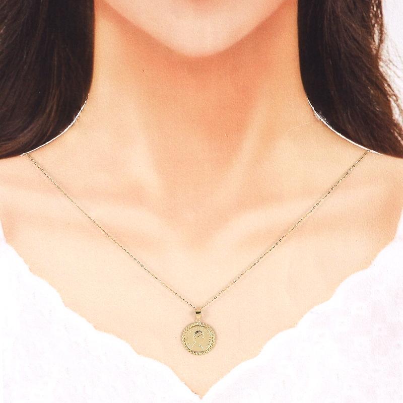ネックレス 18金 エリザベス女王 コインモチーフ 45cm 2.2g