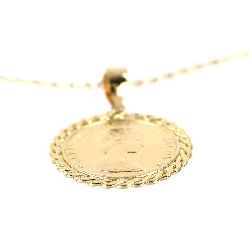 ネックレス 18金 エリザベス女王 コインモチーフ 45cm 2.2g