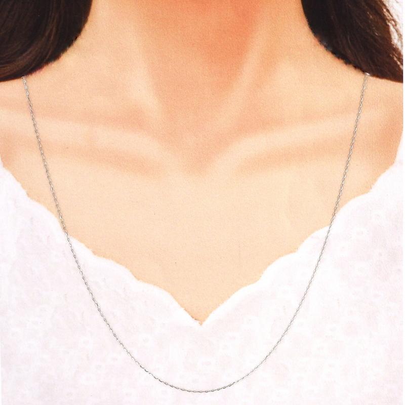 ネックレス チェーン 18k 平あずき 60cm 0.9g アジャスター付き K18WG 