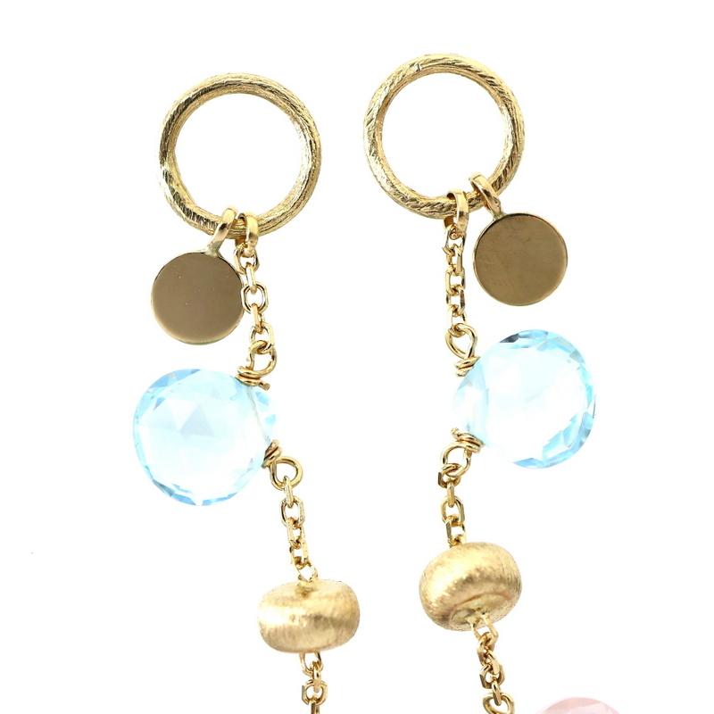 ピアスチャーム 18金 K18YG イエローゴールド アメジスト アクアマリン