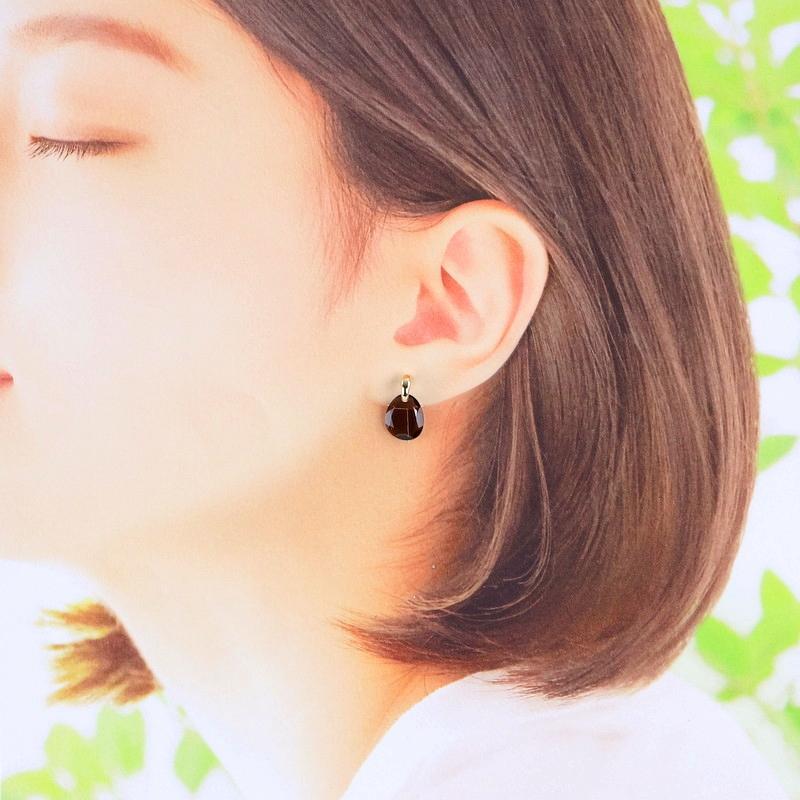 スモーキークォーツ ピアス 18金 各3.50ct K18YG 揺れる ジュエリー