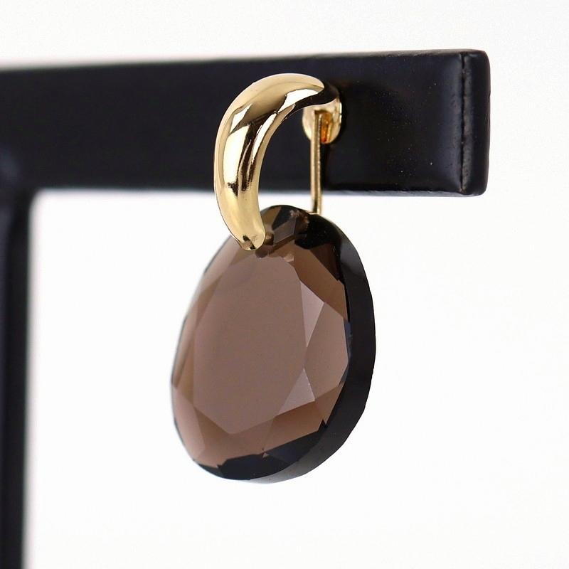 k18yg 片耳ピアス スモーキークォーツ ブラウン 宝石 ジュエリー メンズ スモーキークォーツ ピアス 18金 各3.50ct K18YG 揺れる ジュエリー