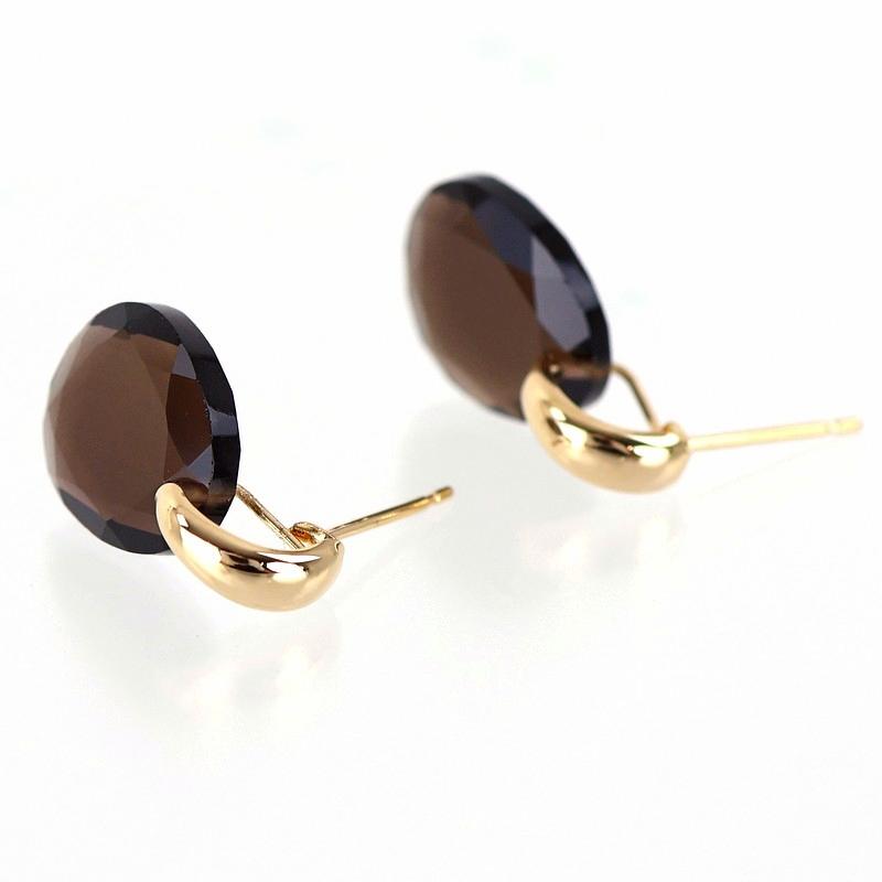 スモーキークォーツ ピアス 18金 各3.50ct K18YG 揺れる ジュエリー