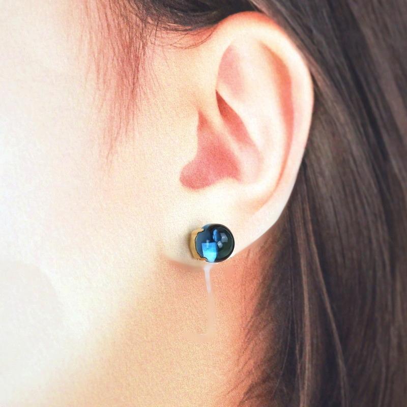 ブルートパーズ ピアス 18金 各2.50ct K18YG スタッドピアス