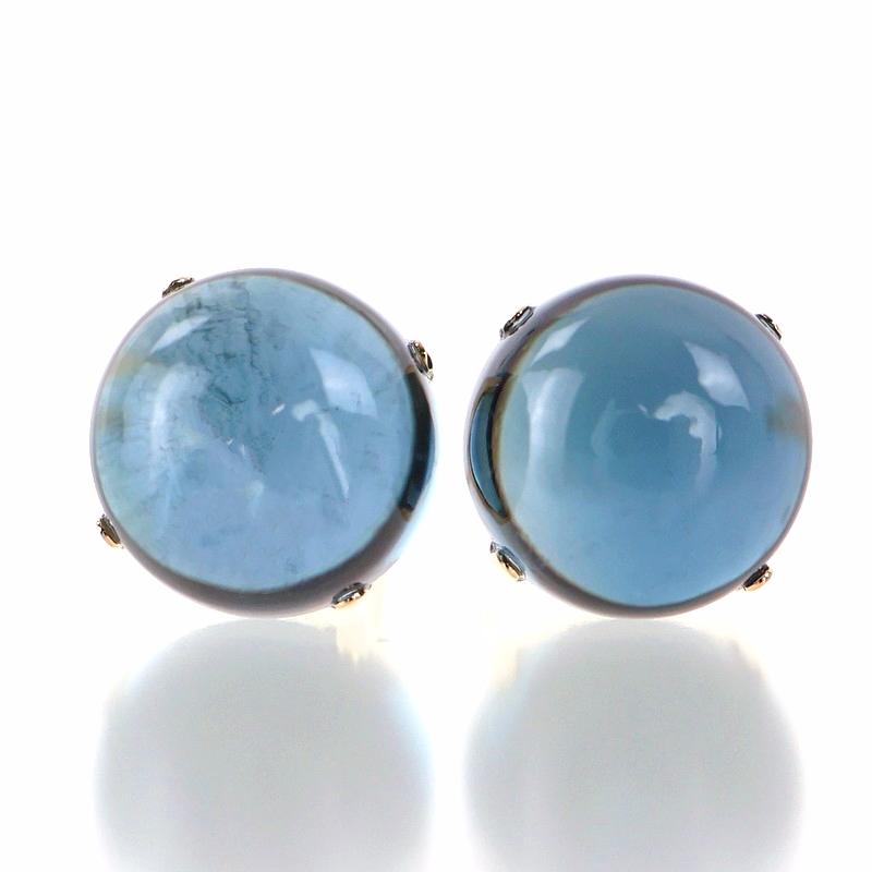 ブルートパーズ ピアス 18金 各2.50ct K18YG スタッドピアス