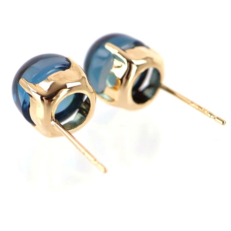 ブルートパーズ ピアス 18金 各2.50ct K18YG スタッドピアス