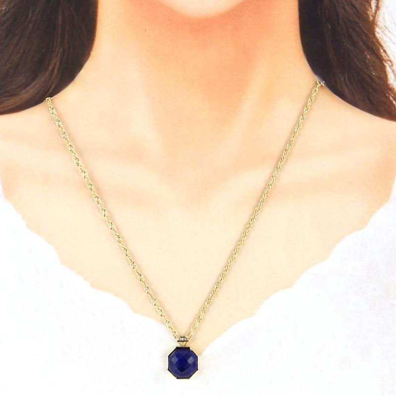 ラピスラズリ ネックレス 12.70ct 50cm K18YG 多面カット オクタゴン 