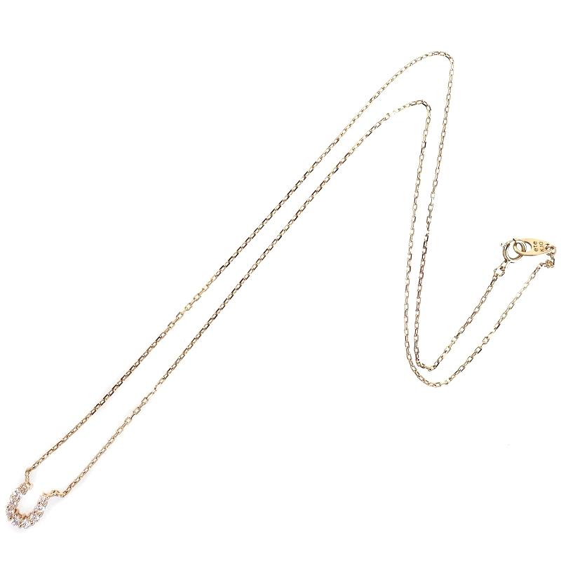 ete（エテ） ネックレス 10金 ホースシュー 42cm 1.7g 透明石 デザイン