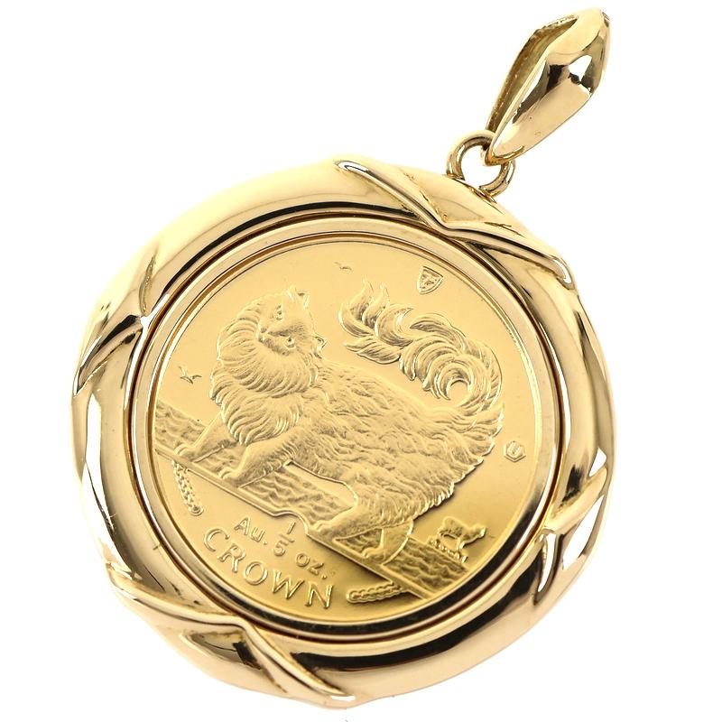 マン島キャット ペンダントトップ 24k 14k マン島キャットコイン ペンダントトップ 1/5oz K24×K18 マン島