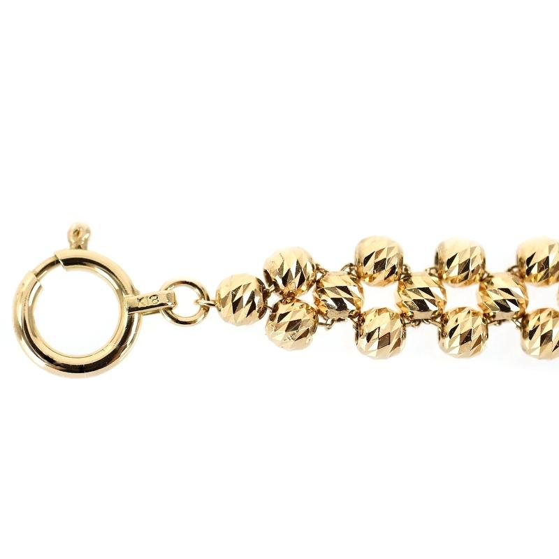 ブレスレット 18金 ボールデザイン 13cm〜19cm 3.2g K18YG イエロー