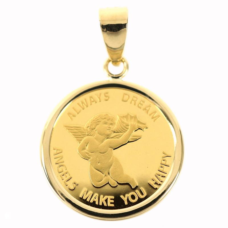 24K 18Kゴールド ペンダント ペンダントトップ レディース メンズ エンジェル金貨 1/25oz 24金 24k