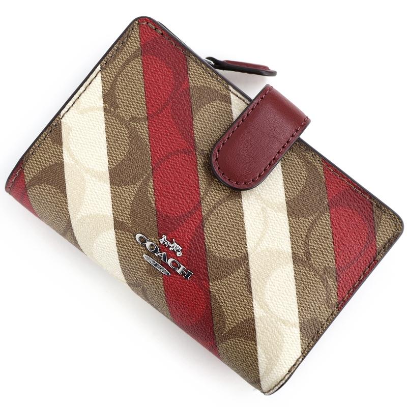 コーチ ミディアムコーナージップウォレット 二つ折り財布 シグネチャー レッド coach コーチ ミディアム コーナー ジップ ウォレット 折り財布 レッド