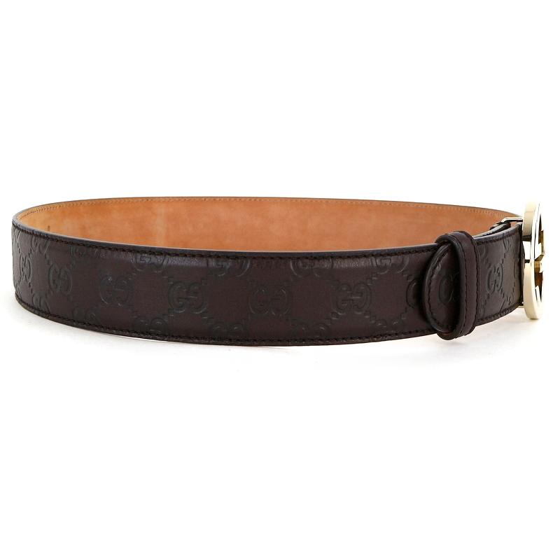 美品✨GUCCI グッチ　ベルト　シマ　インターロッキング　ブラウン　レザー GUCCI グッチ メンズベルト 85/34 インターロッキングG ダーク
