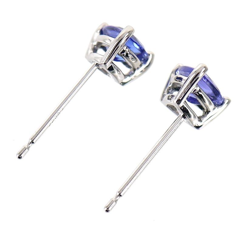 タンザナイト 一粒 ピアス 各0.40ct Pt950×900 三角 両耳用 スタッド