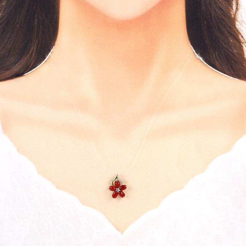 ペンダントトップ 18金 サンゴ 1.20ct ダイヤ 0.12ct フラワーモチーフ