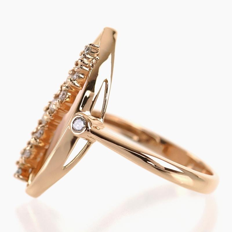 指輪 レディース 18金 シェル K18PG アーモンド形 ダイヤ 0.22ct 12号