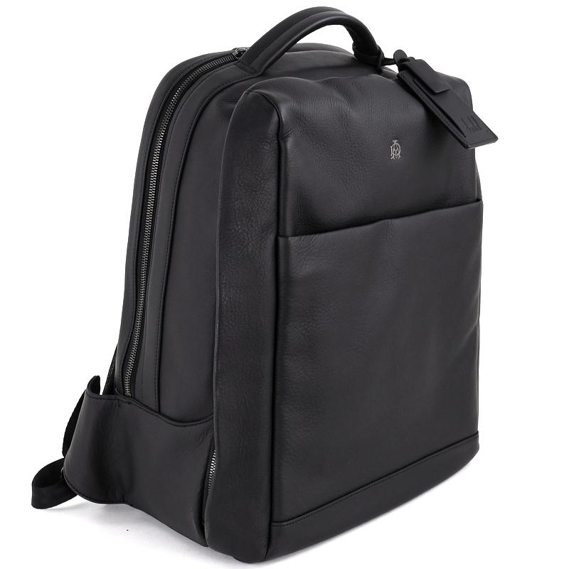dunhillブラック レザー調 リュック・バックパック ダンヒル バックパック レザー ブラック 無地 ワンポイントロゴ