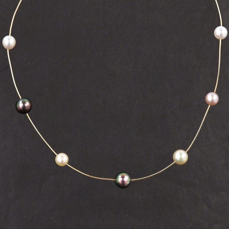 TASAKI（タサキ） パールステーションネックレス 9石 46cm K18YG 真珠