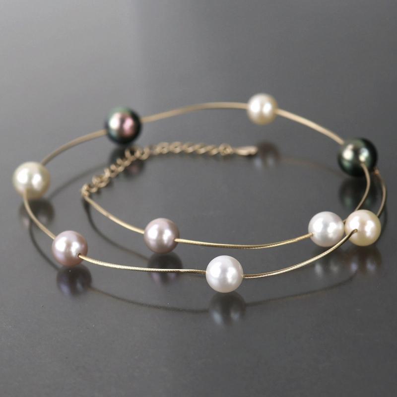 TASAKI（タサキ） パールステーションネックレス 9石 46cm K18YG 真珠