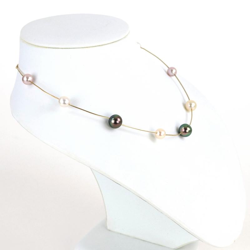 TASAKI（タサキ） パールステーションネックレス 9石 46cm K18YG 真珠