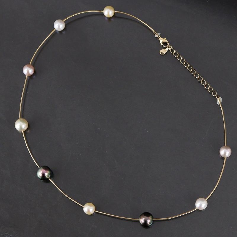 TASAKI（タサキ） パールステーションネックレス 9石 46cm K18YG 真珠