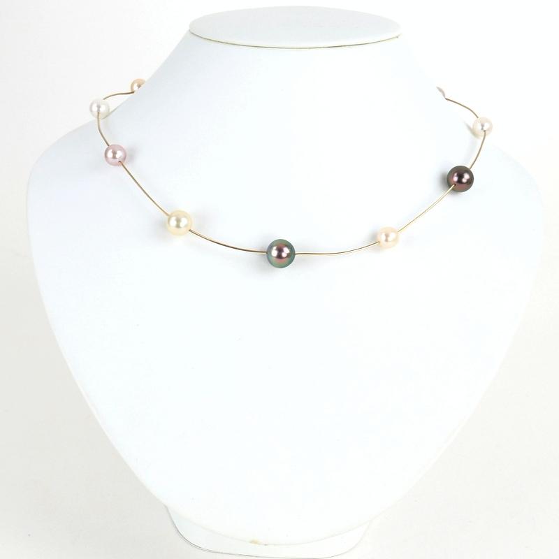 TASAKI（タサキ） パールステーションネックレス 9石 46cm K18YG 真珠