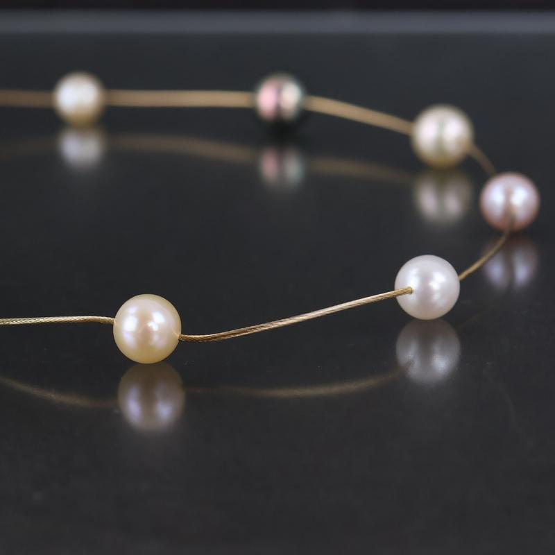 TASAKI（タサキ） パールステーションネックレス 9石 46cm K18YG 真珠