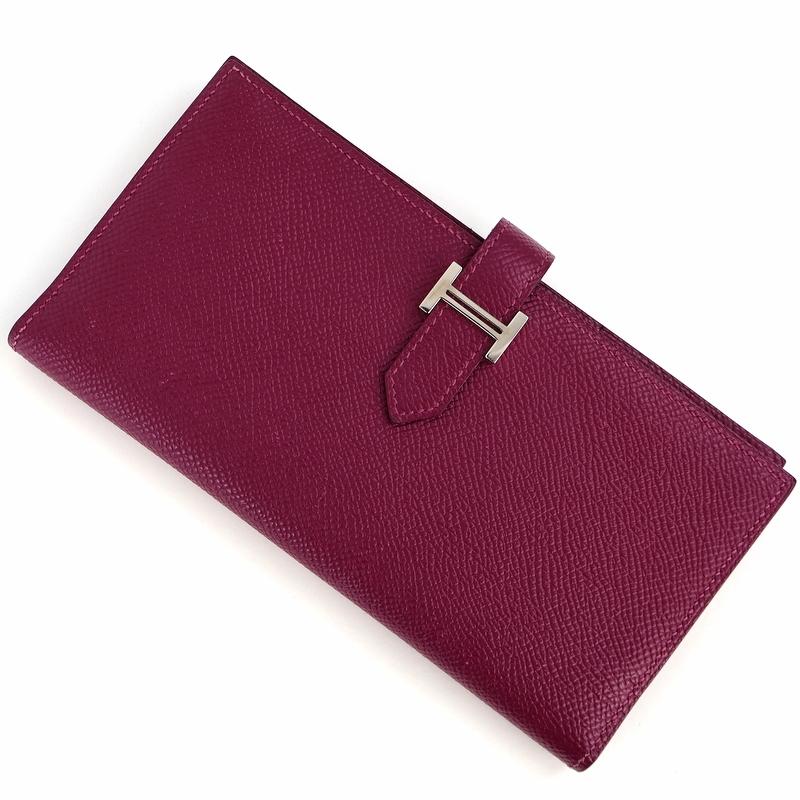 Bearn エルメス 財布 ベアン スフレ パープル系 シルバー金具 二つ折り