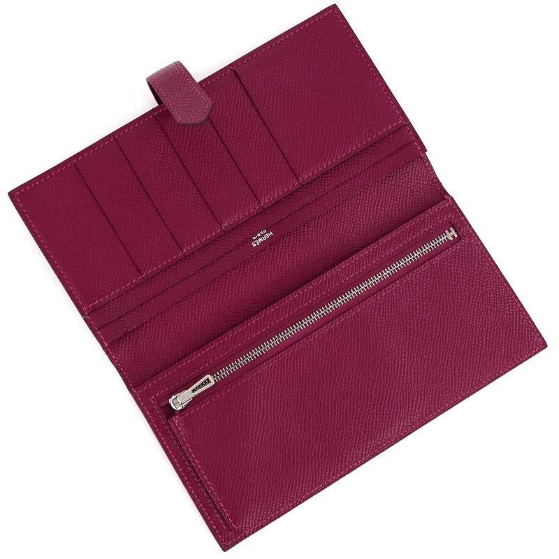 エルメス HERMES 財布 ベアン 三つ折り パープル Bearn エルメス 財布 ベアン スフレ パープル系 シルバー金具 二つ折り