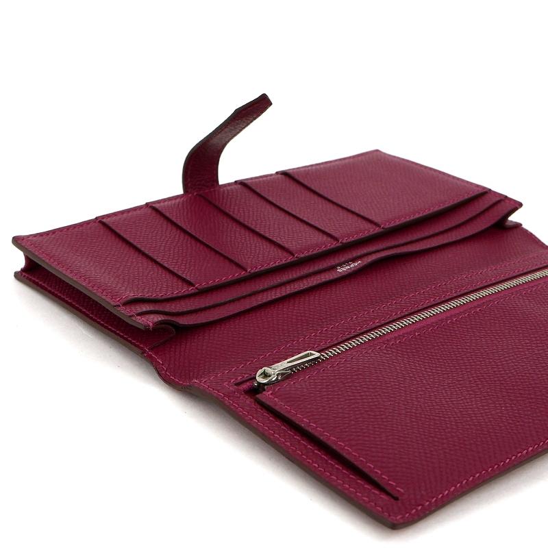 Bearn エルメス 財布 ベアン スフレ パープル系 シルバー金具 二つ折り