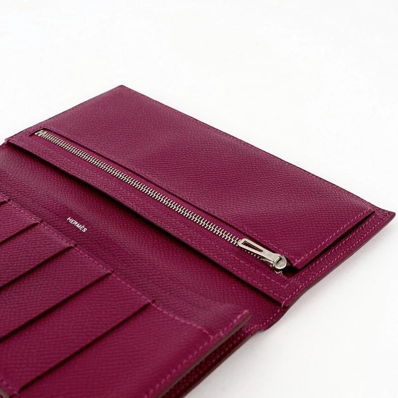 Bearn エルメス 財布 ベアン スフレ パープル系 シルバー金具 二つ折り