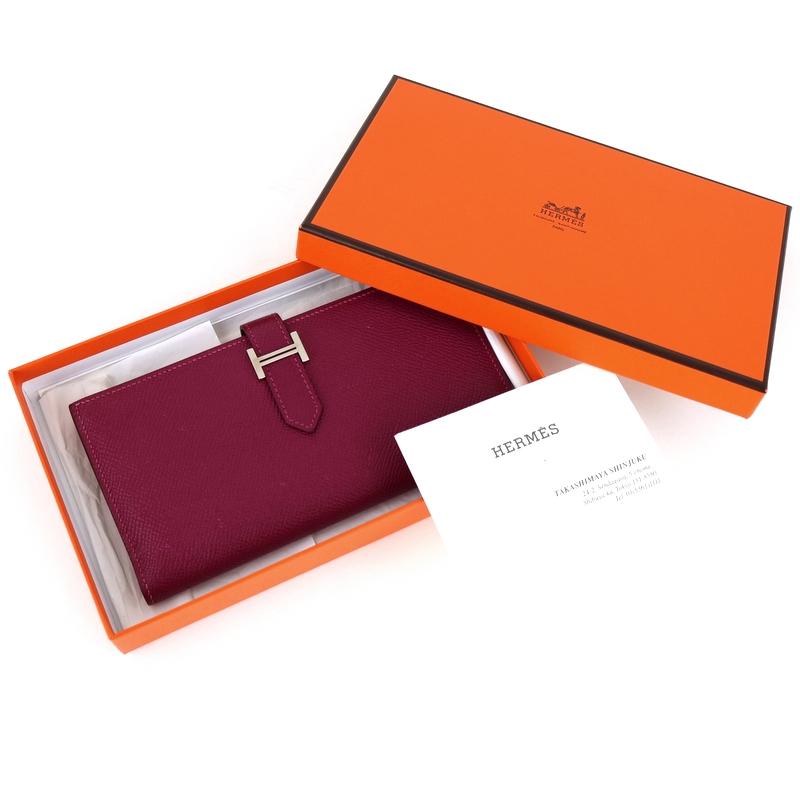 Bearn エルメス 財布 ベアン スフレ パープル系 シルバー金具 二つ折り