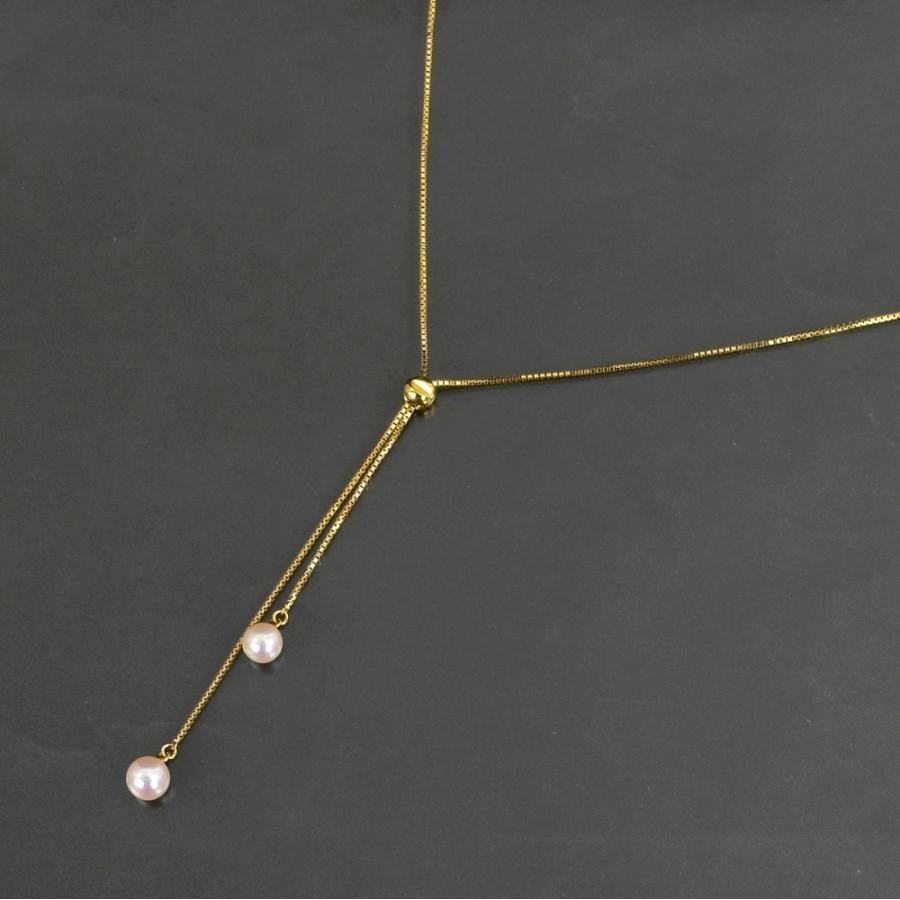 TASAKI（タサキ） アコヤ真珠 スライドネックレス K18YG 最長49cm