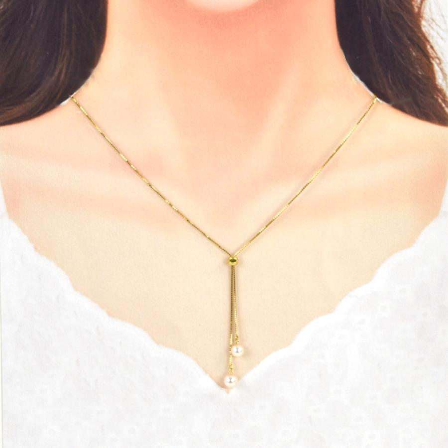 TASAKI（タサキ） アコヤ真珠 スライドネックレス K18YG 最長49cm