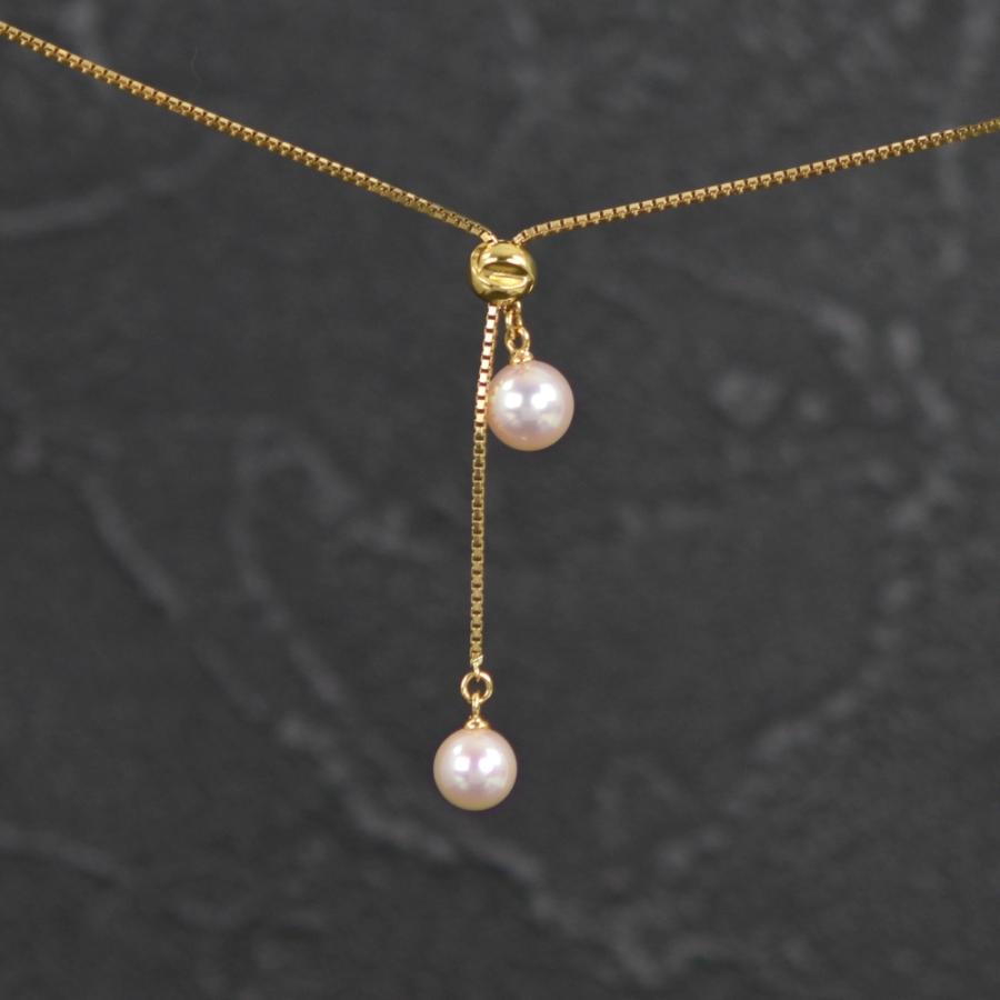 TASAKI（タサキ） アコヤ真珠 スライドネックレス K18YG 最長49cm