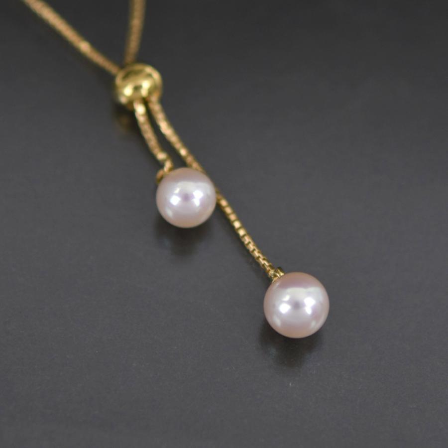 TASAKI（タサキ） アコヤ真珠 スライドネックレス K18YG 最長49cm