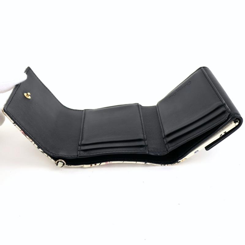 クリスチャンディオール 三つ折り財布 光沢 チャーム レザー グレー 付属品付き Christian Dior（クリスチャン・ディオール） ディオール 財布