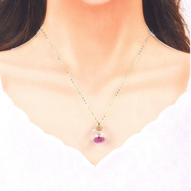 ネックレス ガラスドーム ピンクストーン 5.00ct 60cm 18k 18金
