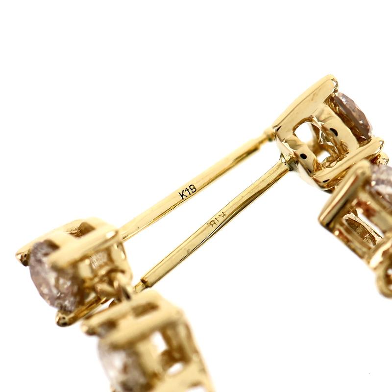 ピアス 18金 K18YG イエローゴールド ダイヤピアス ブラウンダイヤ 各