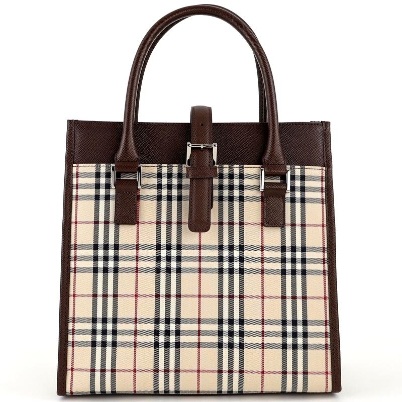 バーバリー ミニトート　ノバチェック Burberry ハンドバッグ　ブラウン BURBERRY - BURBERRY バーバリー ノバチェック チェック柄