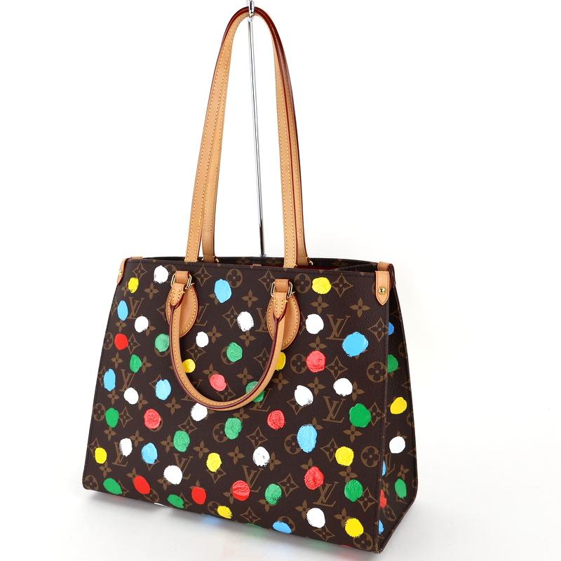 極美品 ルイヴィトン オンザゴーPM 草間彌生 ドット 2WAY ブルー　トート LOUIS VUITTON - 極美品 ルイヴィトン オンザゴーPM 草間彌生 ドット
