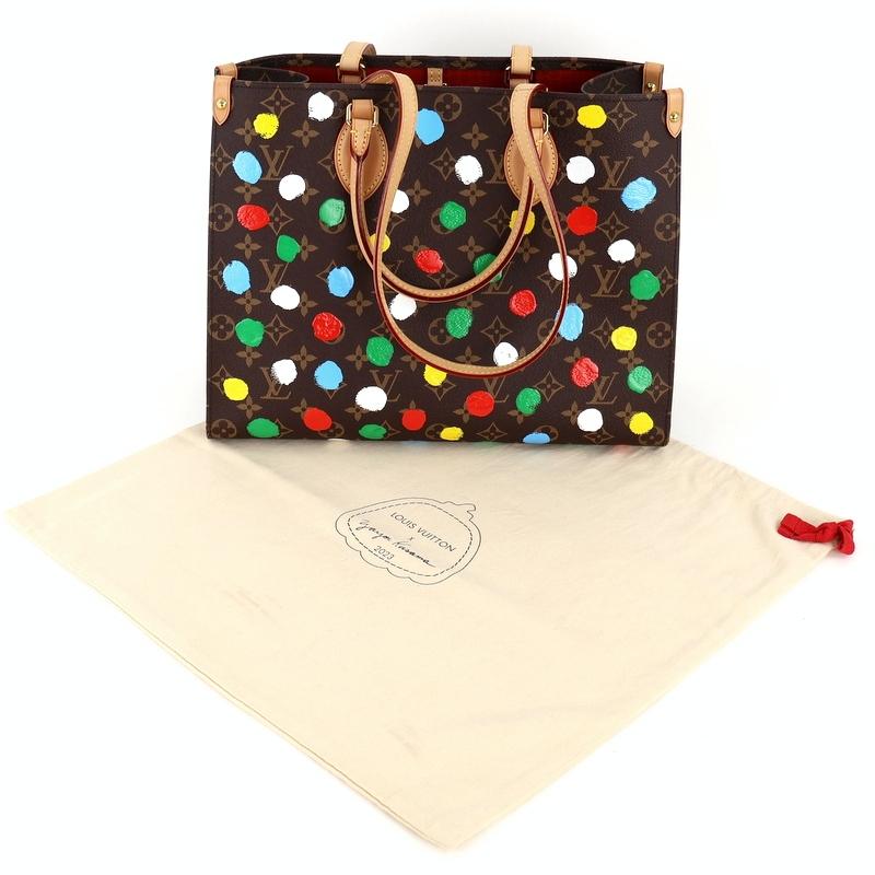 ルイヴィトン サイズ:MM  M46379 オンザゴー MM ペイントドットモノグラムハンドバッグ 中古 OM10 オンザゴー（LOUIS VUITTON） ルイヴィトン×草間彌生 オンザゴーMM