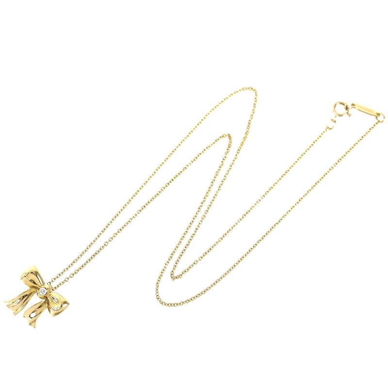ティファニー ネックレス ブルーボックスボウ リボンモチーフ 18k 18金