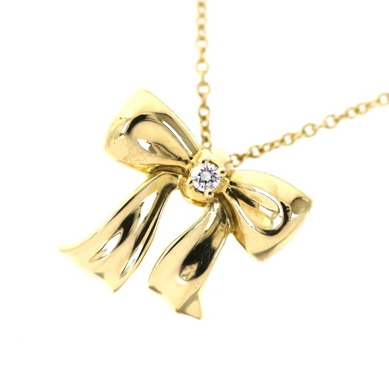 ティファニー ネックレス ブルーボックスボウ リボンモチーフ 18k 18金