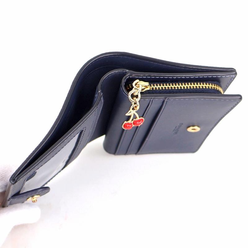 COACH チェリー柄 二つ折り財布 ネイビー COACH アウトレット チェリー柄 二つ折り財布 ネイビー