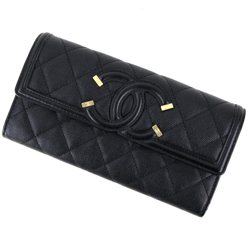 CHANEL（シャネル） 長財布 ブラック CCフィグリー 二つ折り長財布