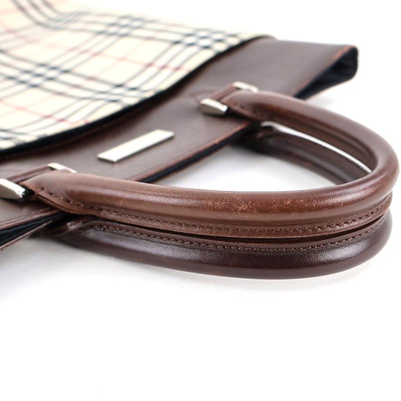 人気 バーバリー ノバチェック トートバッグ ブラウン レザー A4可 正規品 BURBERRY（バーバリー） ノバチェック チェック柄 ハンドバッグ 2WAY