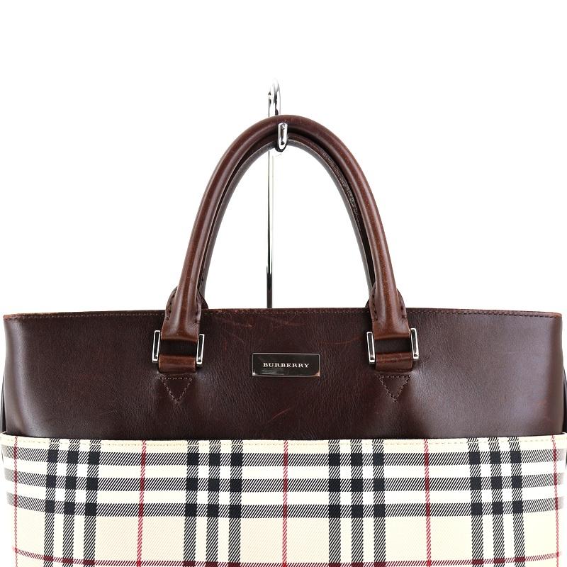 BURBERRY バーバリー トートバッグ ノバチェック A4ファイル対応 BURBERRY（バーバリー） ノバチェック トートバッグ PVC × レザー ノバ