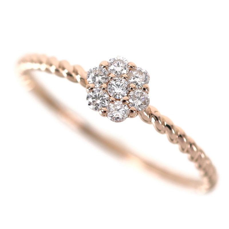 指輪 レディース ピンキーリング 7号 ダイヤモンド 0.1ct 18k 18金