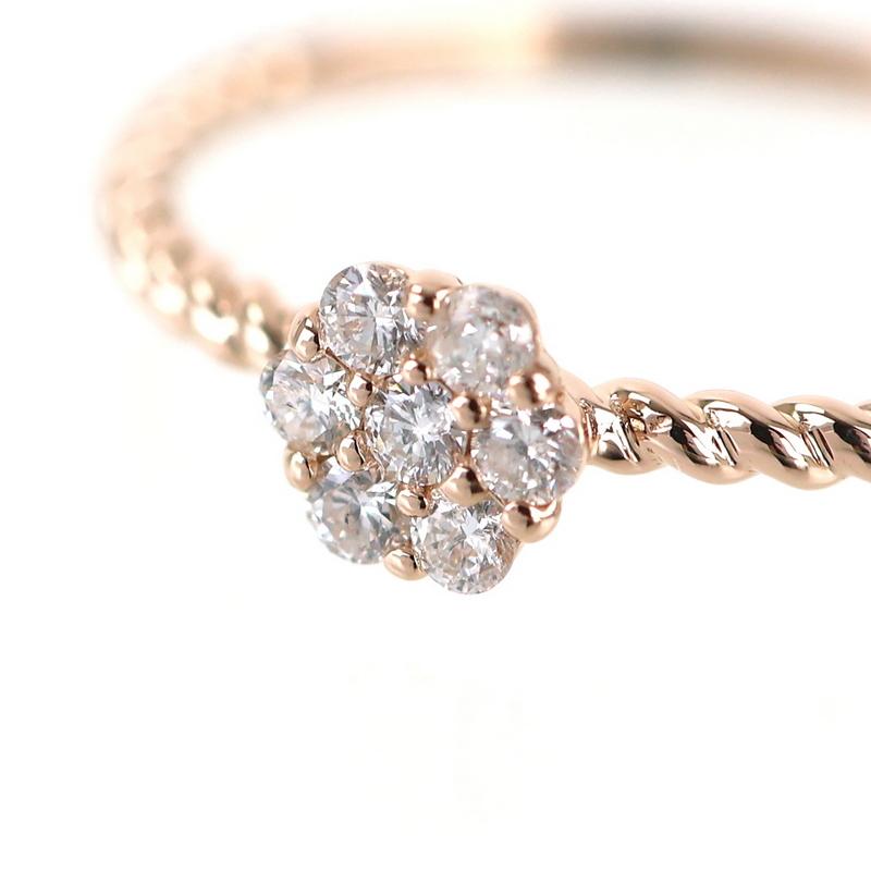 指輪 レディース ピンキーリング 7号 ダイヤモンド 0.1ct 18k 18金